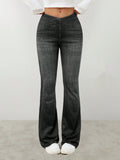 Denim High-rise Slim-fit Slightly Flared Pants That Create A Slimming Look