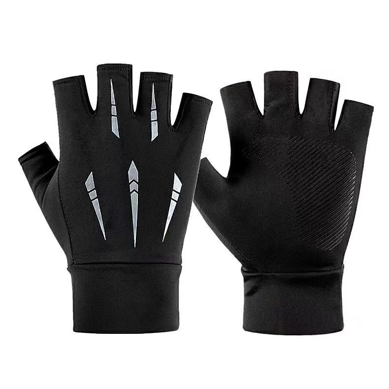 Summer Outdoor Sports Half-finger Gloves Made From Ice Silk With A Non-slip Grip