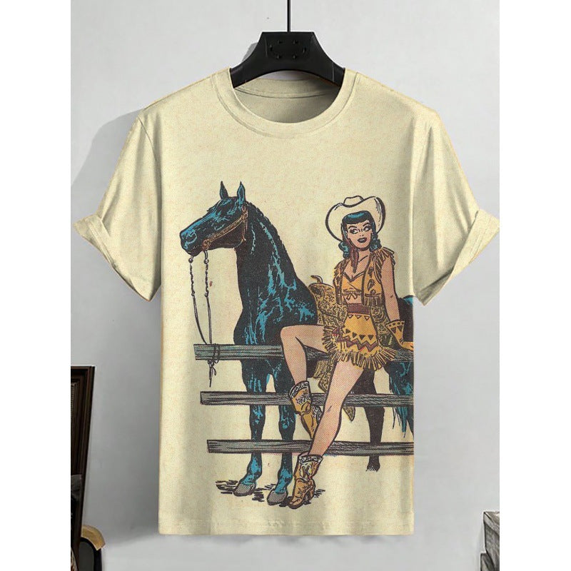 Mens 3D-printed Short-sleeve Sports T-shirt Top