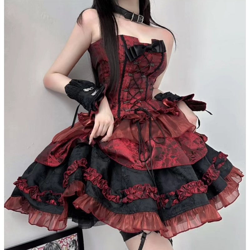 Elegant Designer-style Tube Top And Puff Skirt Three-piece Set