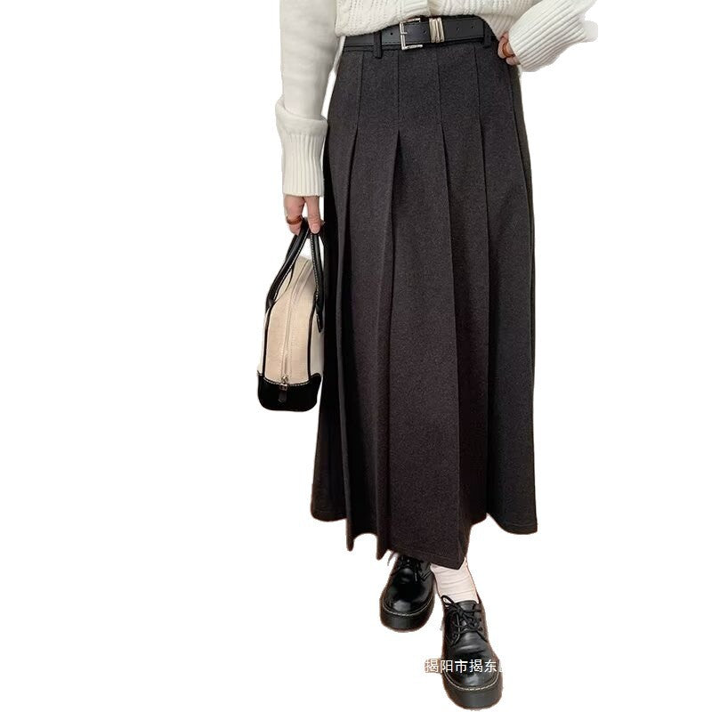 Womens Fashionable Casual Wool Plus-Size Skirt