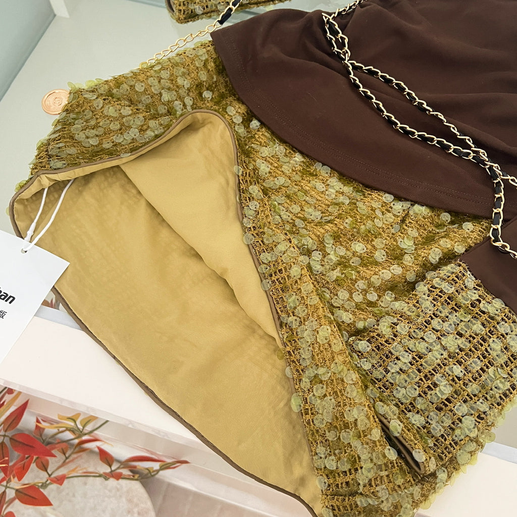 Women's Knit Bodycon Fake Two-Piece Dress Deep Winter Y2K Hot Girl Birthday Club Outfit