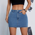 Hips-hugging Springsummer Denim Skirt For Workouts