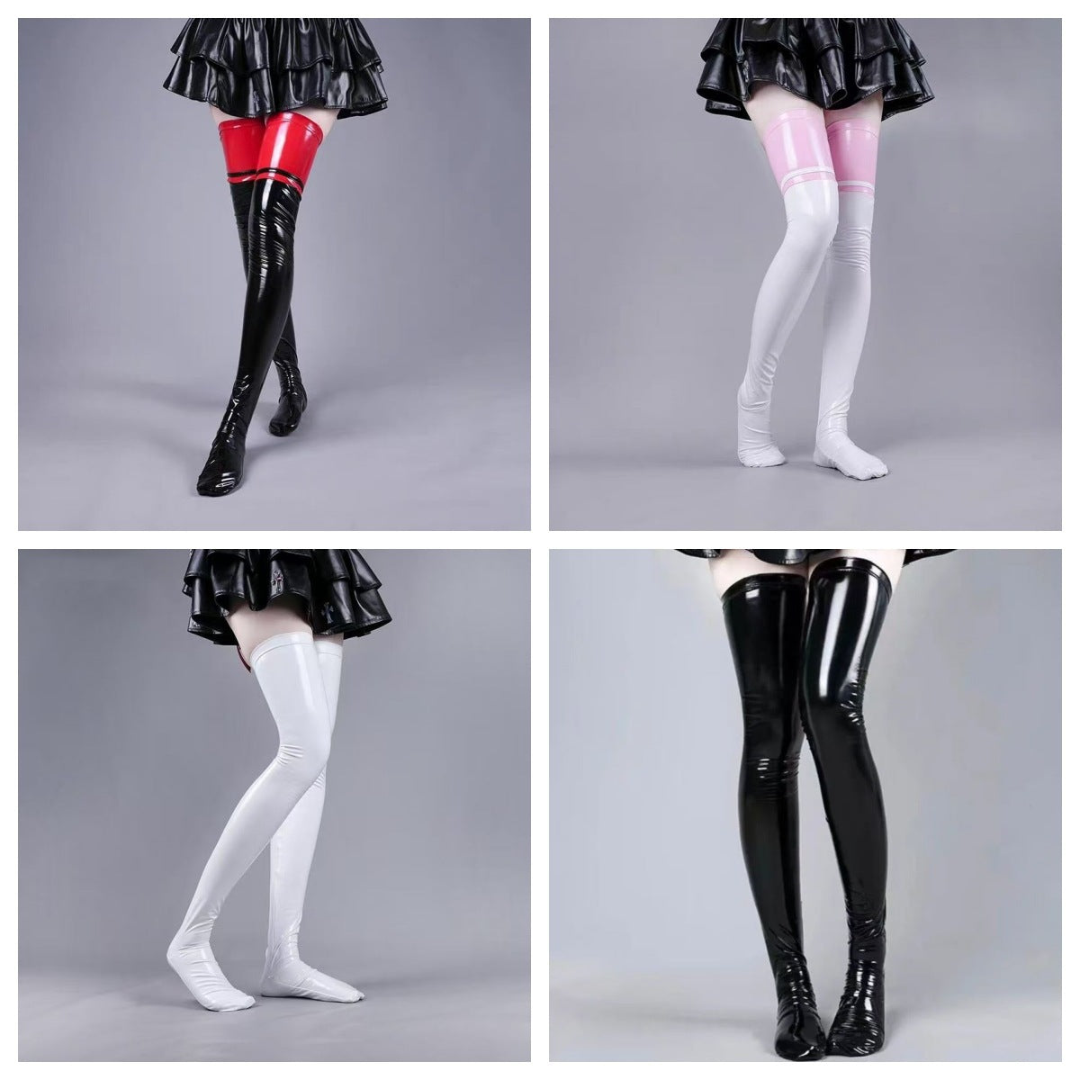 Patent-leather High-shine Over-the-knee Stockings Sexy Thigh-highs